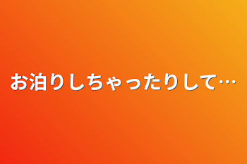 お泊りしちゃったりして…