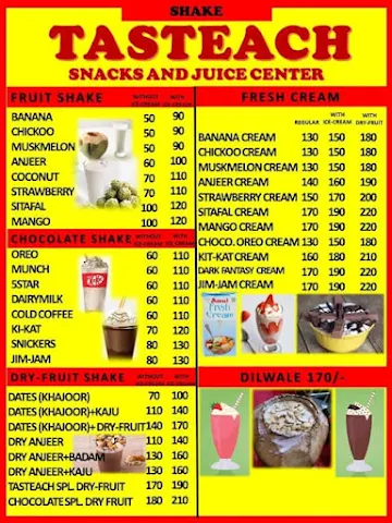 Tasteach Snacks And Juice Center menu 