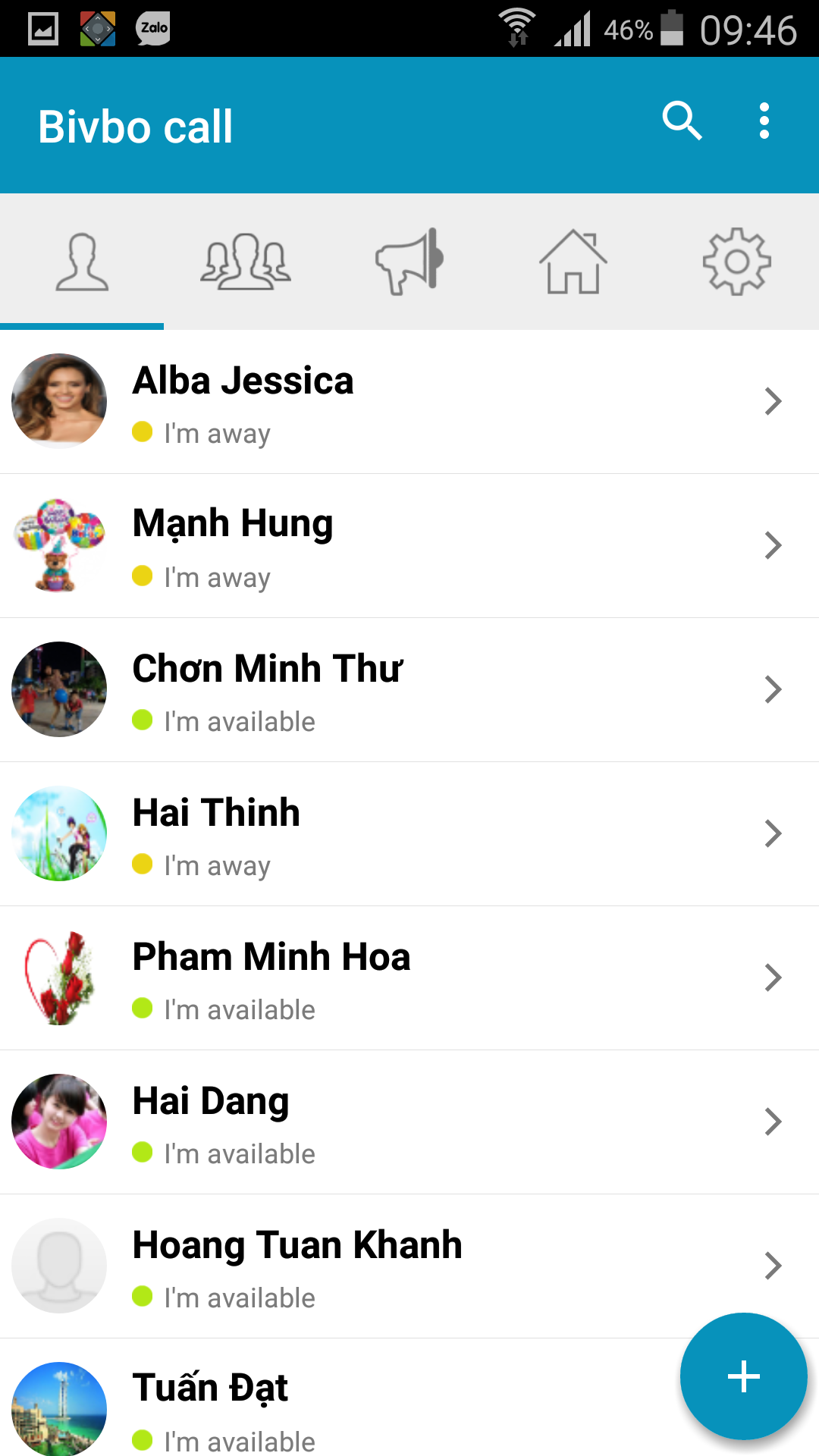 Android application Bivbo call screenshort