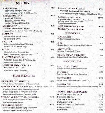 Alchemy Lounge - Ellaa Hotels menu 