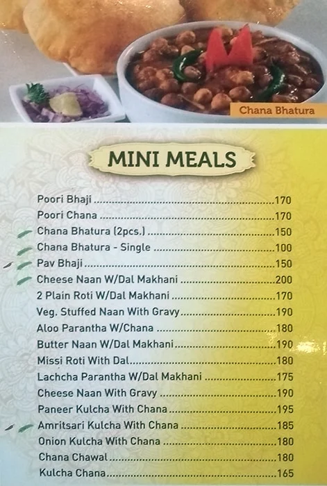 Sagar Ratna menu 