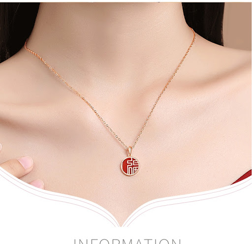Title 3, S925 Sterling Silver Fu Character Round Necklac...
