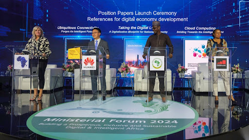 Huawei, ATU, Digital Council Africa and GSMA, jointly launch 3 position papers on Ubiquitous Connectivity, Digitalisation Blueprint for National Prosperity and Cloud Computing, at the Ministerial Forum 2024.
