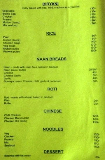 Sumaya menu 