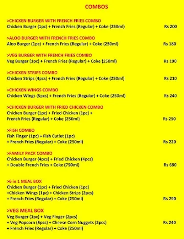 Burger Express menu 