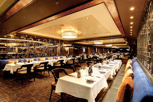 Cagney's American-style Steakhouse features premium cuts and waterfront views on Norwegian Escape. 