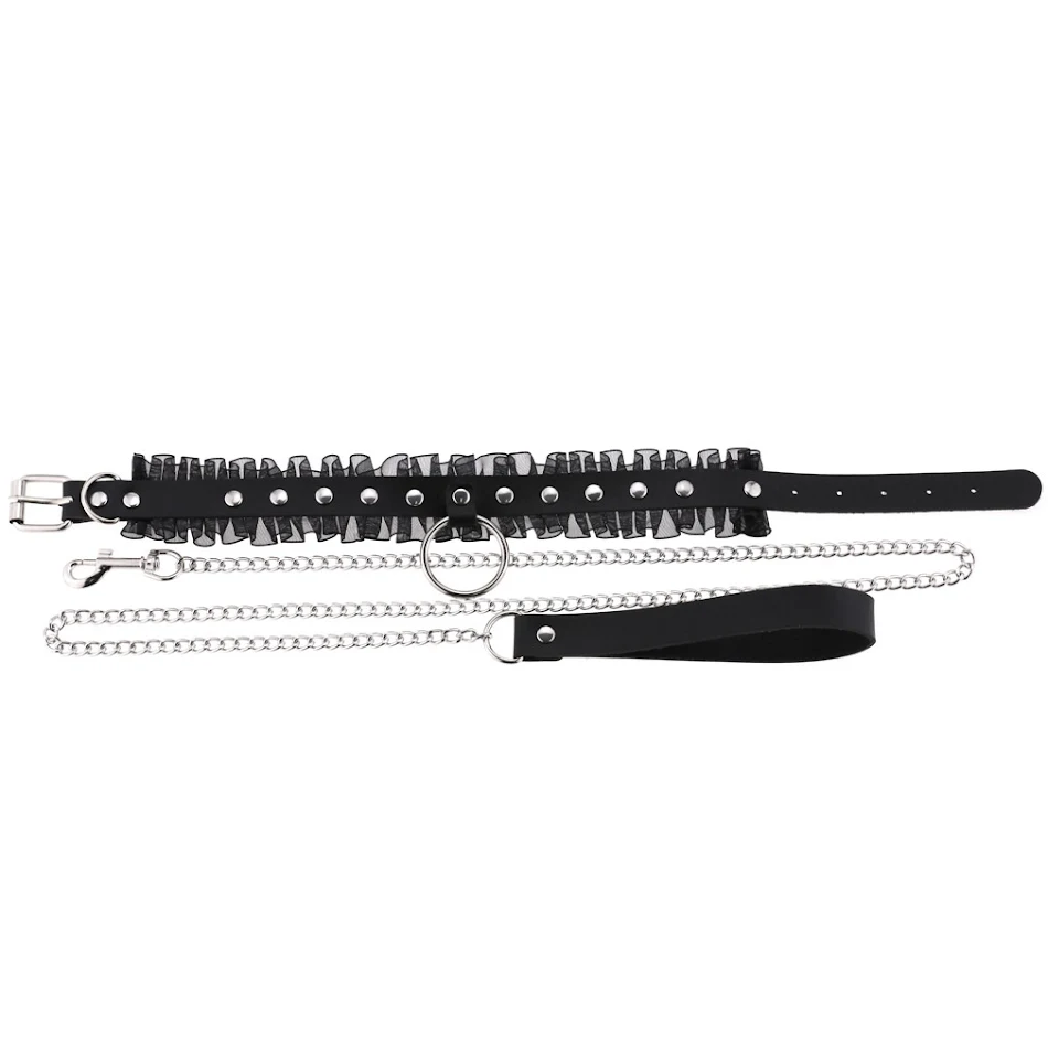 Fashion Beautiful Girl Wave Lace PU Bondage Hand Holding Rope Collar – voor een stijlvolle en veilige bondage ervaring.