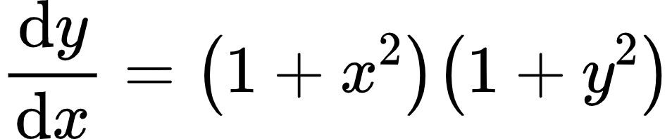 {"id":"1-0-1-0-1-0-0-1-1","code":"\\begin{align*}\n{\\diff{y}{x}}&={\\left(1+x^{2}\\right)\\left(1+y^{2}\\right)}\t\n\\end{align*}","type":"align*","font":{"color":"#000000","size":10,"family":"Arial"},"ts":1603629238568,"cs":"z56VMUsQhbWObNgghPiNBQ==","size":{"width":158,"height":32}}