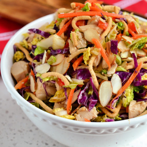 This tasty and healthy light Chinese Chicken Salad comes together in less than twenty minutes using already cooked chicken. The six ingredient sweet ginger soy based vinaigrette can be prepared up to three days in advance.