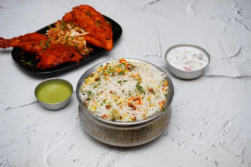 Chicken Dum Biryani With Chicken Tandoori [Half]