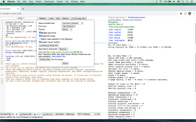 SPICE Circuit Simulator chrome extension