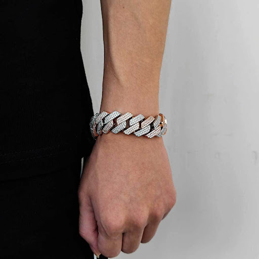 Title 6, Hip Hop Bracelet Two-tone Rhombus Cuban Stylish...