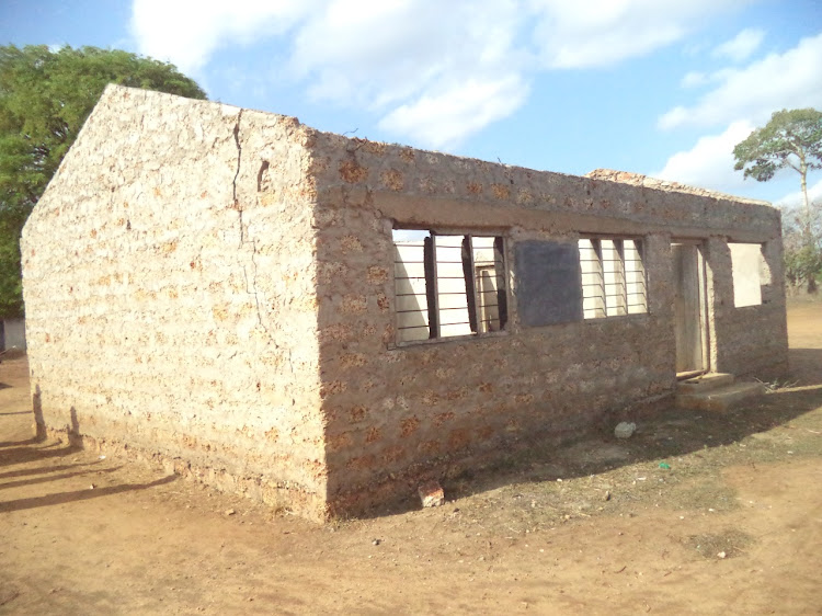 The remaining shell of the Mangai dispensaries after it was blown out by al shabaab militants in 2014.