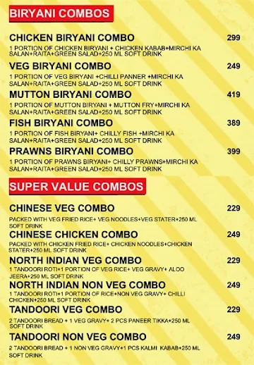 BTM Bawarchi Biryani menu 