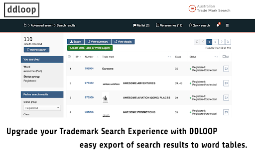 ddloop Trade Mark Search Enhancer