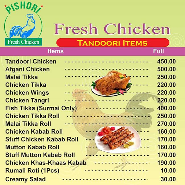 Pishori Fresh Chicken menu 