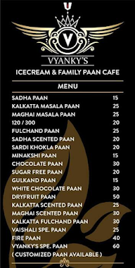 Vyanky's Family Paan Cafe menu 4