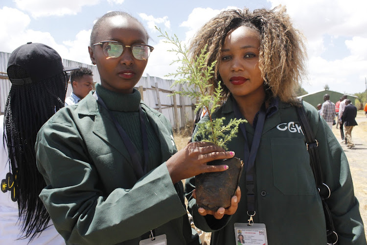 Kajiado environmental officers Sylvia Sankale and Damaris Maina