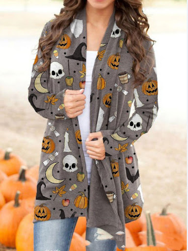 Title 6, Halloween Digital Printing Casual Cardigan Jack...
