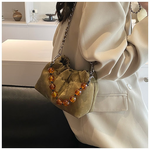 Title 10, Beaded Portable New Chinese Style Bucket Bag, a...
