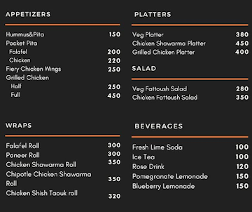 Sheikh Shack - Sheikh's Favourite Lebanese Shawarma menu 