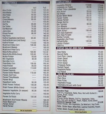 Chef Da Bawarchi Restaurant menu 