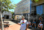 LET'S BE BLUNT: Bob Greenhash, an activist for the legalisation of marijuana in South Africa, has a puff of a joint outside the Constitutional Court in Braamfontein, Johannesburg, on Tuesday