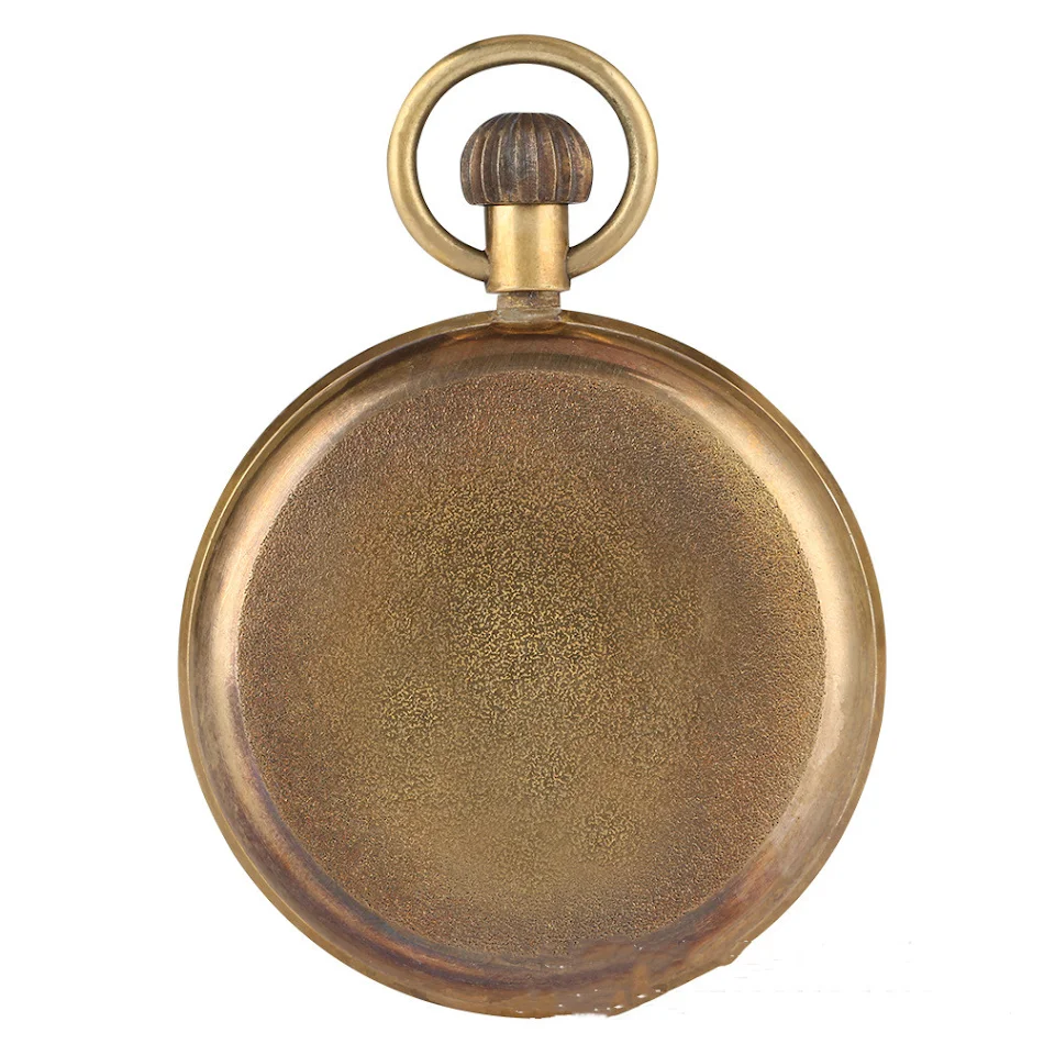 Montre de poche grande en laiton avec chiffres romains découverts, manipulateur manuel à cinq broches, pour un contrôle précis et un look classique.