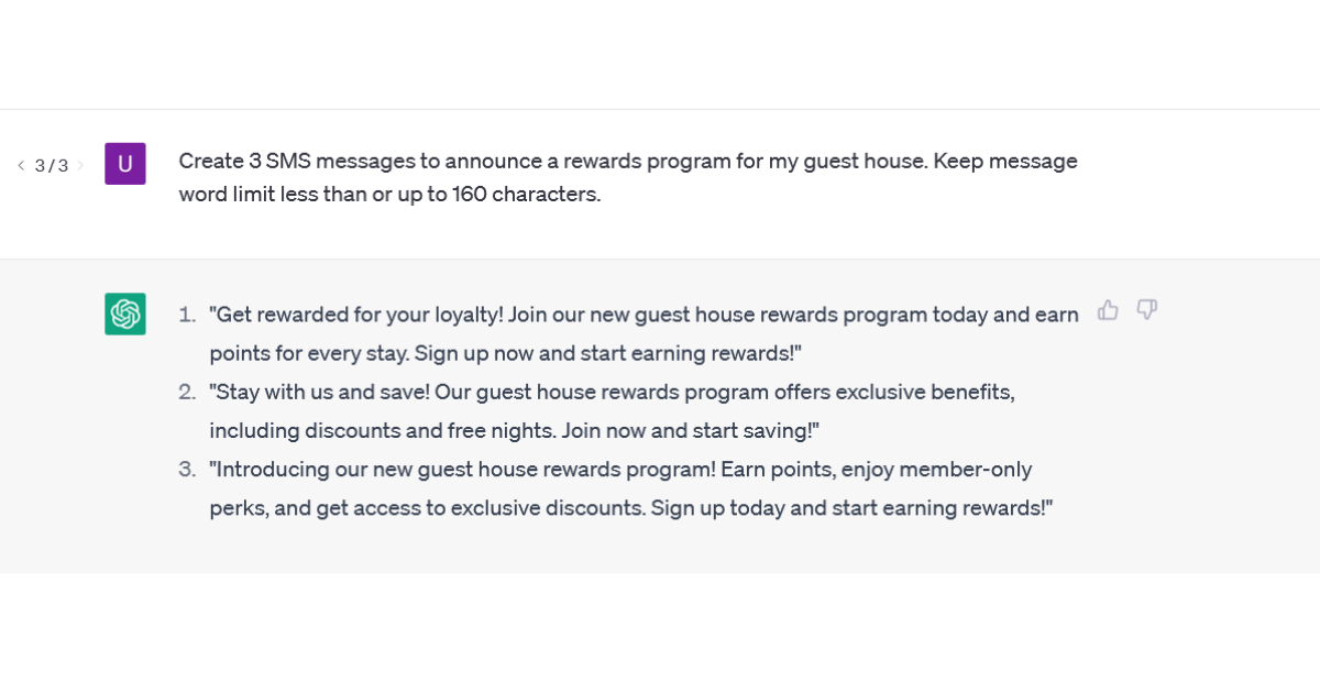 chatgpt prompt and response to announce rewards program