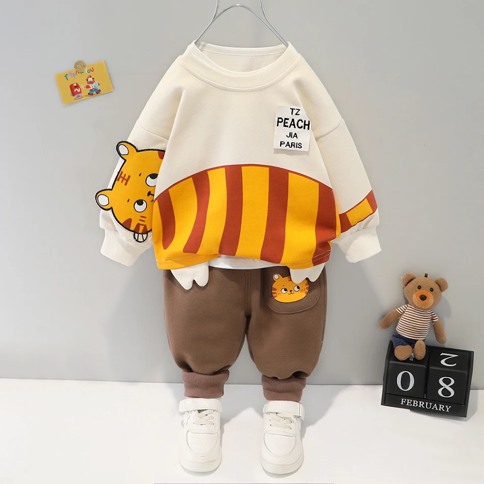 Kinder cartoon sweater broek tweedelige set, comfortabel en ideaal om in te spelen, houdt je kind warm. Perfect voor dagelijks gebruik.