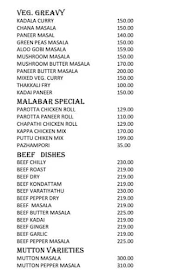 Malabar Kitchen menu 2