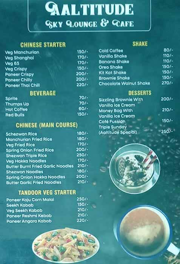 Aaltitude Sky Lounge And Cafe menu 