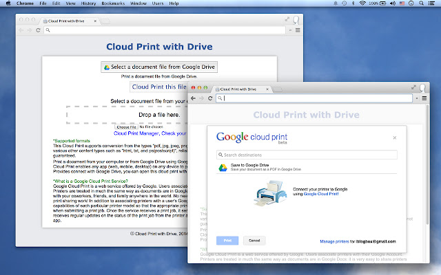 Cloud Print with Drive chrome extension