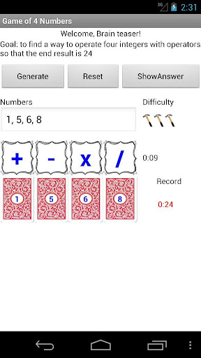 Game of 4 Numbers