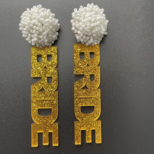 Title 4, Retro exaggerated bride earrings with letters a...