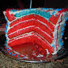 Thumbnail For The Inside Of The Cake, Because The Pans Made The Cake Rise So Much We Kept Off Half A Slice Of Round Cake And Ended Up Cutting The Blue One In Half Too, It Was Getting A Little Tall.