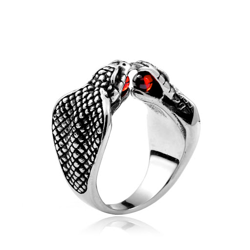 Title 1, Titanium Steel Red Diamond Snake Ring for women...