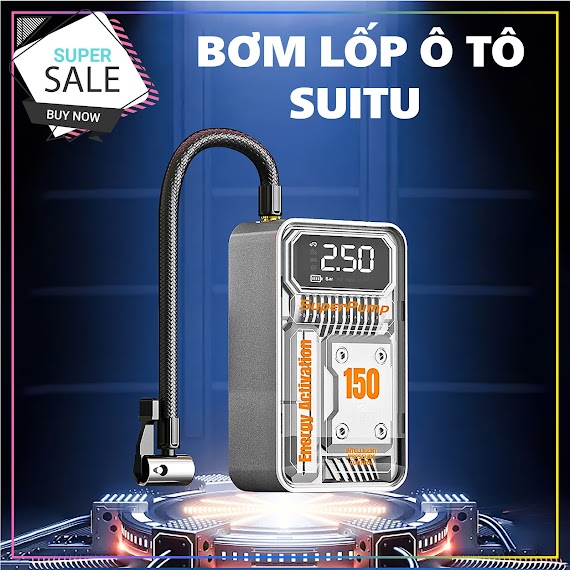 Bơm Lốp Ô Tô, Xe Đạp, Xe Máy Và Bóng Suitu 9619A