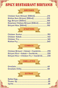 Spicy North Restaurant menu 1