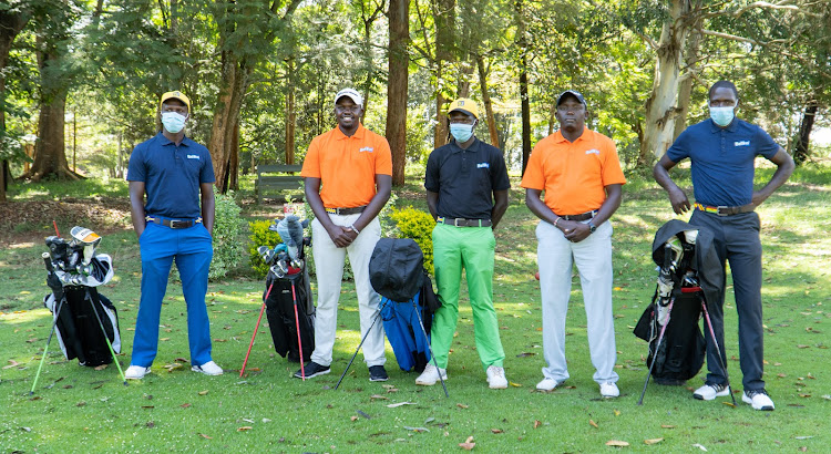 Some of the local golfers (L to R) Mathew Omondi, Edwin Mudanyi, Isaac Makhoha, John Wangai and Justus Madoya).jpeg