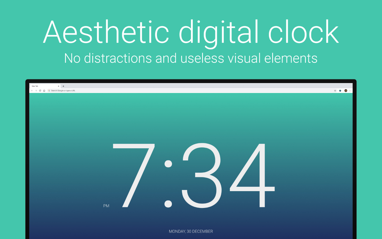 Clock Face: Digital clock for new tab page Preview image 3