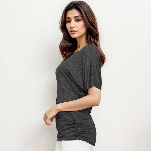 Title 18, Fashionable Yarn V-neck Loose Pleated Top