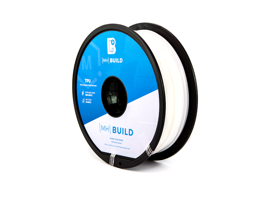 White MH Build Series TPU Flexible Filament - 1.75mm (1kg)