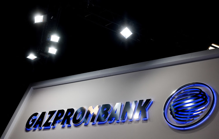 FILE PHOTO: A Gazprombank sign at the St. Petersburg International Economic Forum (SPIEF) in Saint Petersburg, Russia, June 15, 2022. Picture: REUTERS/MAXIM SHEMETOV