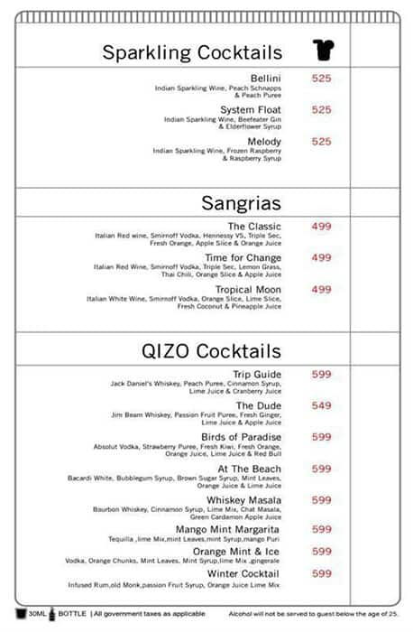 Qizo menu 