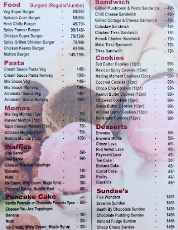 The Cake Wonder Cafe menu 