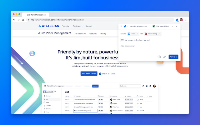 Quick Create for Jira Work Management chrome extension