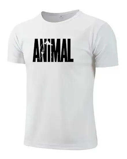 Mens Quick Dry Sports Short Sleeve T Shirt ANIMAL Letter ... - 0