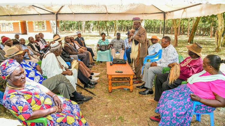 ICT cabinet secretary Eliud Owalo during a meeting with Luo Council of Elders in Siaya on February 19.