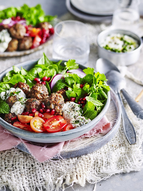 Keto-friendly lamb kofta with spiced yoghurt.